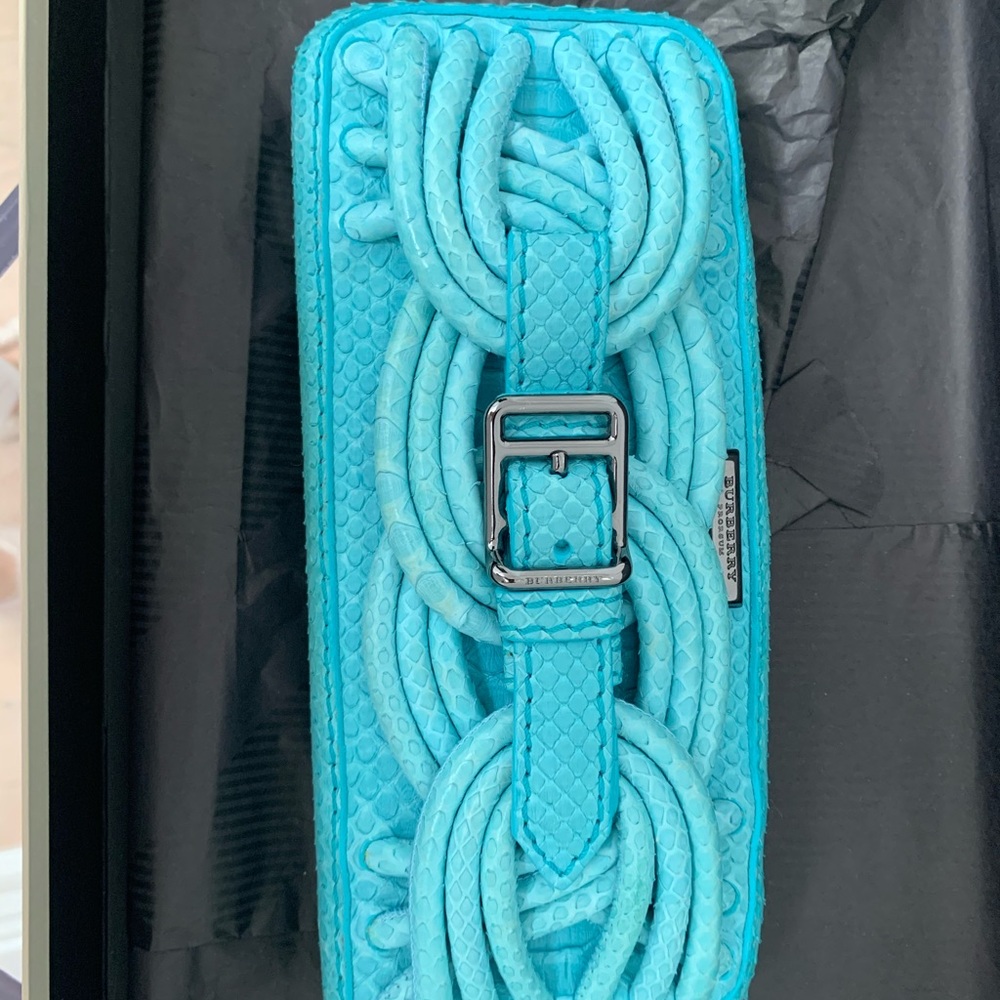 BURBERRY Prorsum Python Woven Clutch - Turquoise